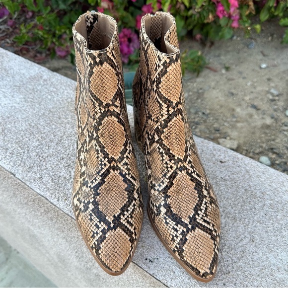 Steve Madden Shoes - New Steve Madden Julianna Pointed Toe Tan Snake Embossed Bootie Size Womens